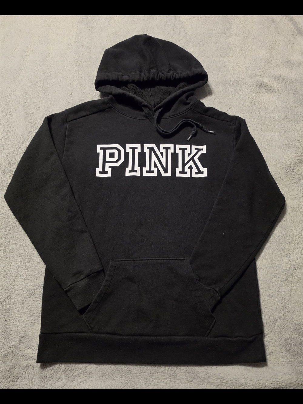 PINK Victoria's Secret Black Hoodie with White Logo